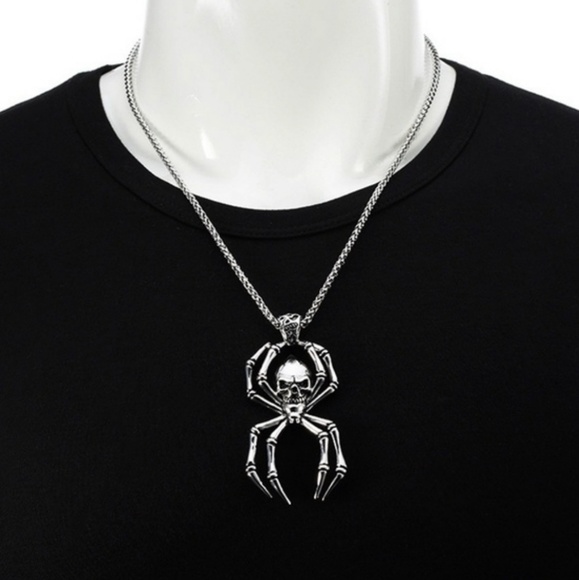 Normal Is An Illusion Spider Skull Necklace - Picture 3 of 4